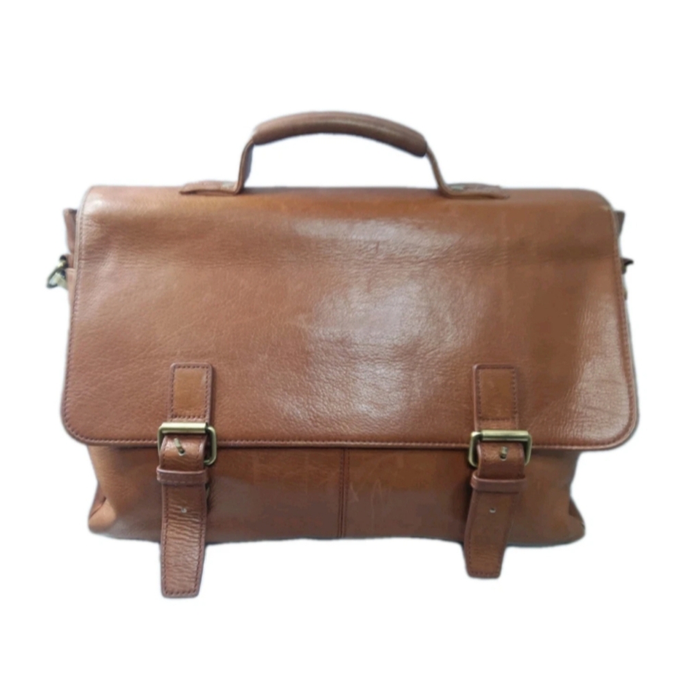 DANIER Men's Leather Shoulder Bag Messenger Laptop Bag British Tan